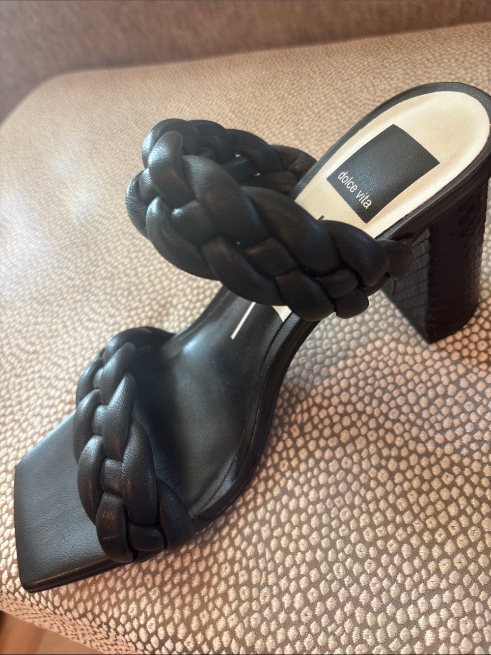 Dolce Vita Black Braided Double-Strap Block Heel Sandals - Women - Picture 5 of 5